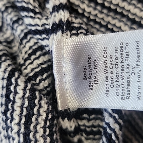Talbots Size 2X Navy Blue & White Stripe Long Sleeve Sweater, V Neck, EUC - Picture 8 of 8